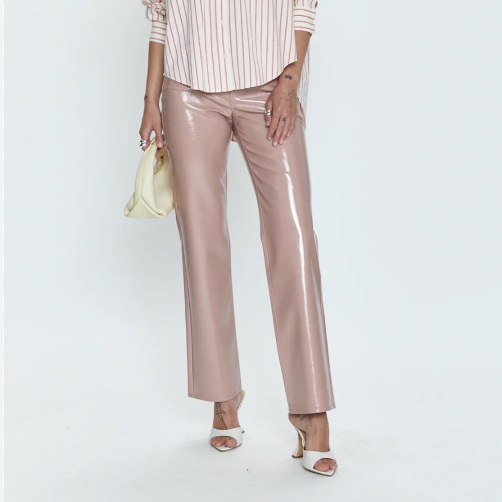 Pistola Cassie Super High Rise Straight Pants Pink Vinyl NWT Size 28